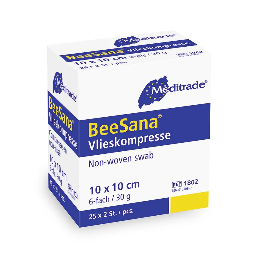 BeeSana® Vlieskompresse, steril, 6-fach, 30 g