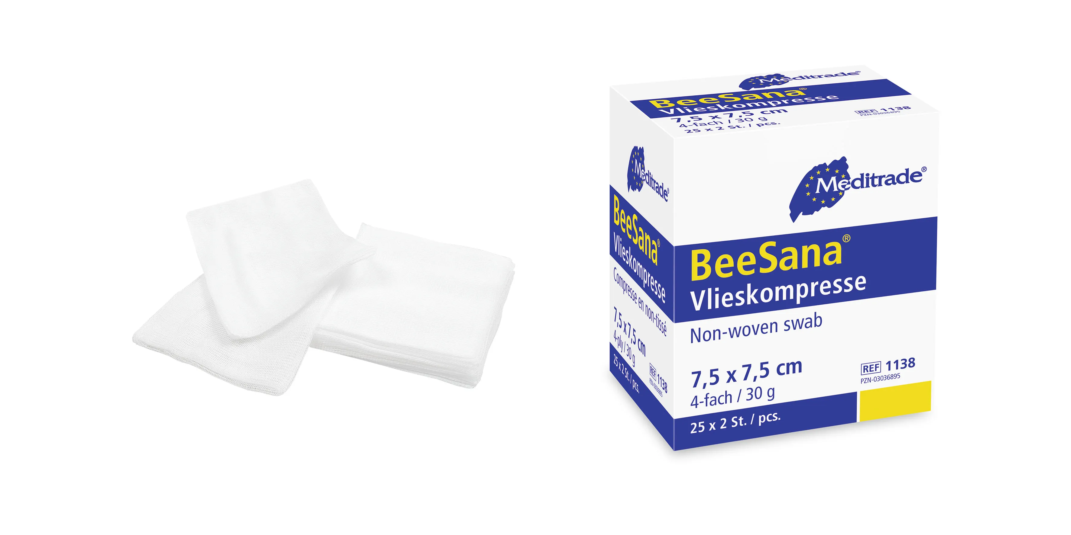 BeeSana® Vlieskompresse, steril, 4-fach, 30 g
