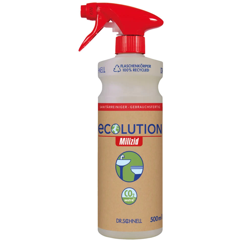 Handsprühflasche ECOLUTION Recyclat-Flasche, roter Sprühkopf mit Schaumdüse