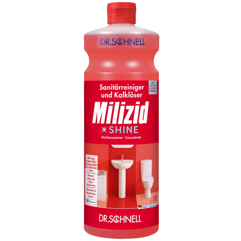 MILIZID SHINE Sanitärreiniger und Kalklöser mit erhöhter Fett - und Kalklösekraft