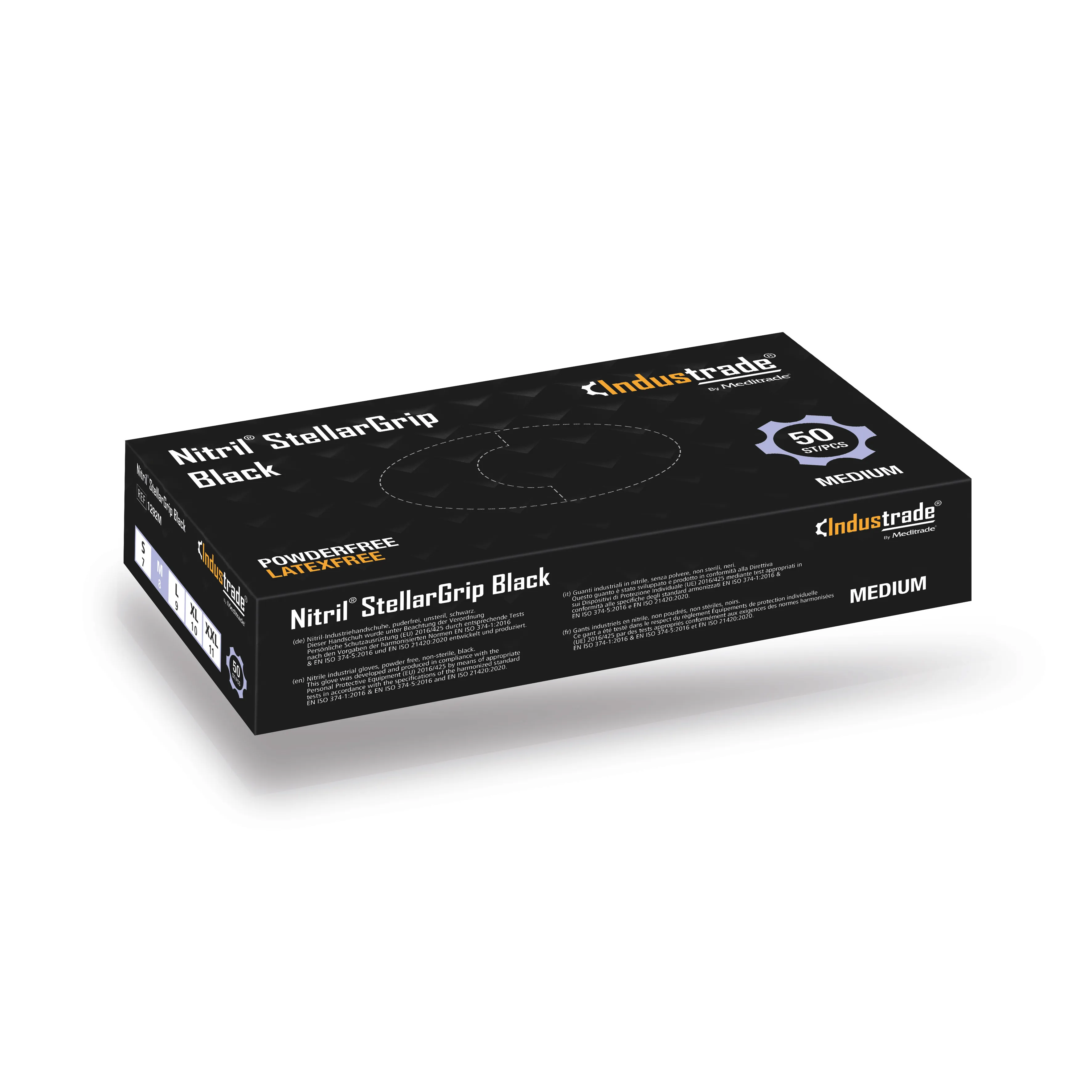 Meditrade StellarGrip Black Nitril Schutzhandschuh mit Diamantstruktur